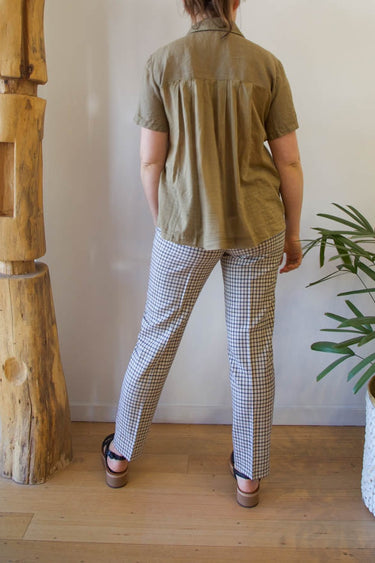 Plaid Flat Fronted Trouser-Pants-Rosso35-Debs Boutique